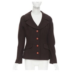 vintage DOLCE GABBANA decorative button velvet crepe jacket skirt set IT42 M