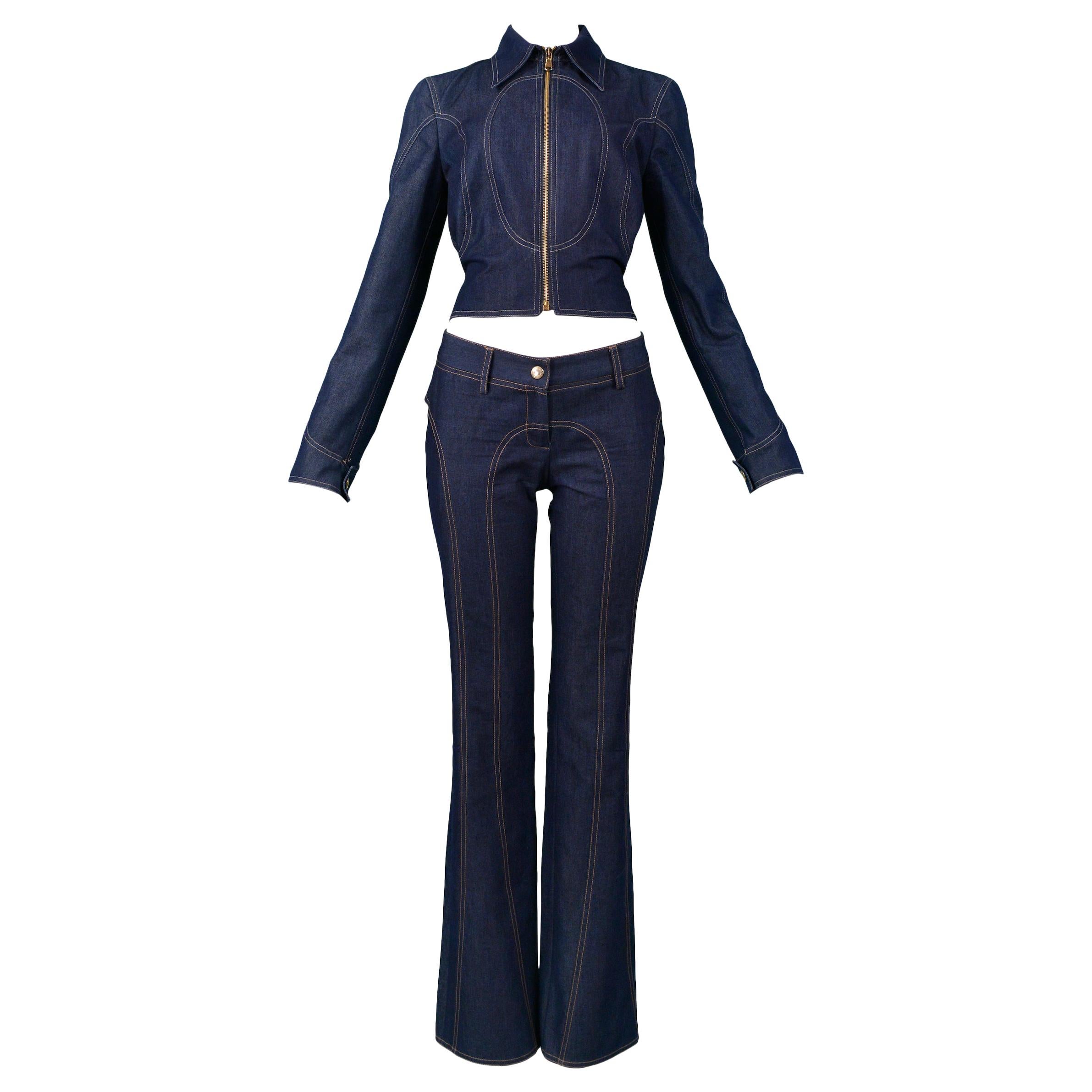 Vintage Dolce & Gabbana Denim Zip Front Jacket & pants Ensemble 2001