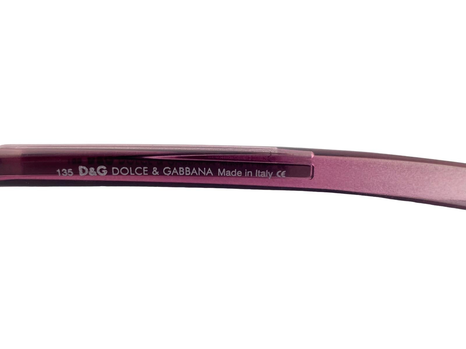 Vintage Dolce & Gabbana DG 2048 Silver & Rose Sunglasses 2000's Y2K For Sale 1