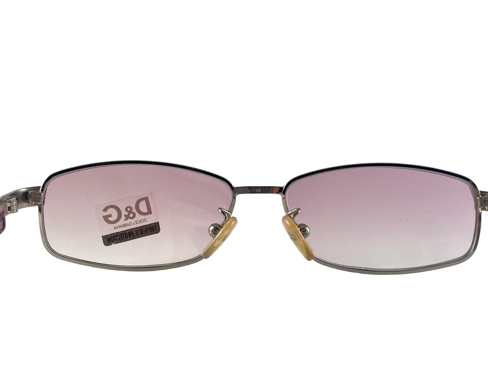 Vintage Dolce & Gabbana DG 2048 Silver & Rose Sunglasses 2000's Y2K For Sale 2