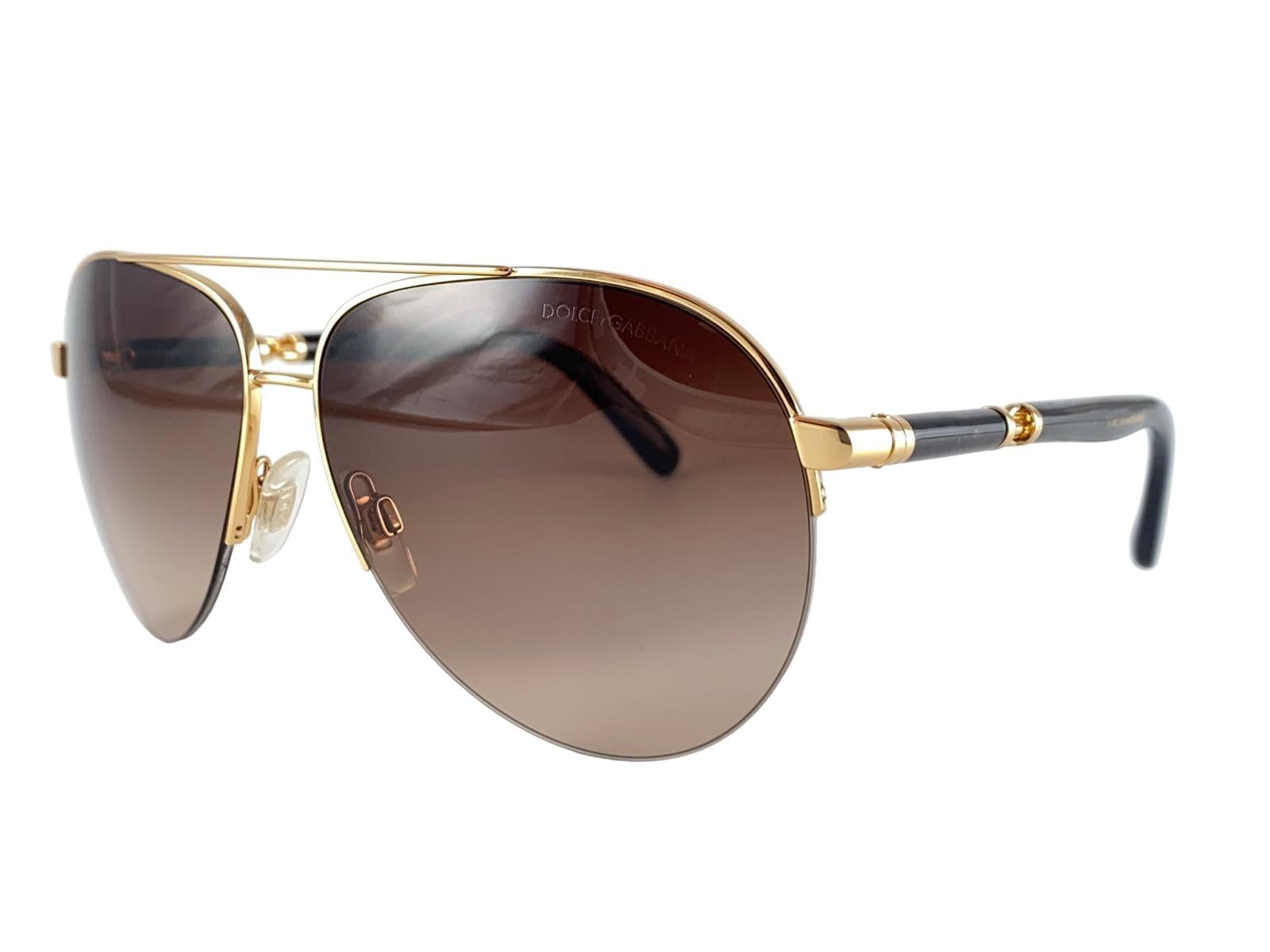 Vintage Dolce & Gabbana DG 2115 Aviator Sunglasses 2000's Y2K For Sale 1