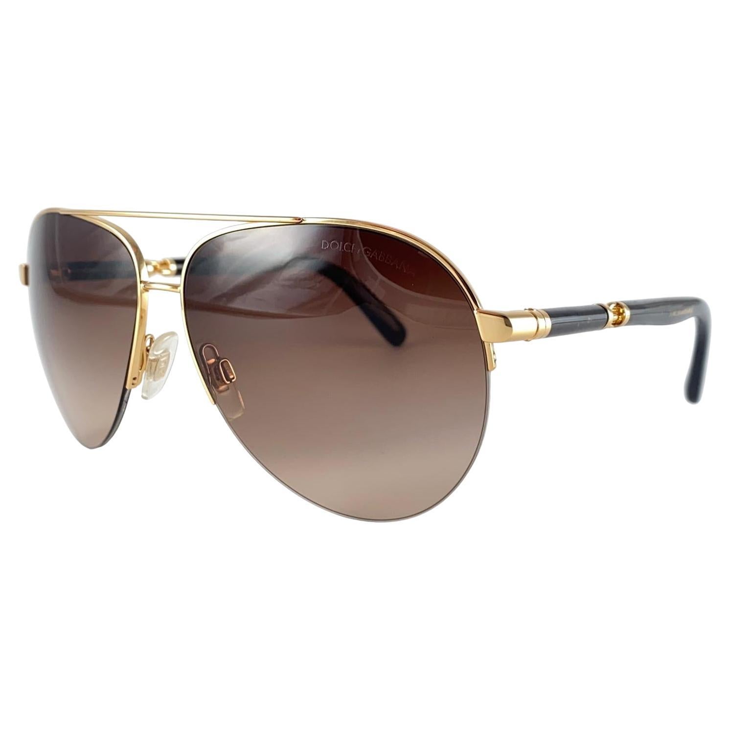 Vintage Dolce & Gabbana DG 2115 Aviator Sunglasses 2000's Y2K For Sale