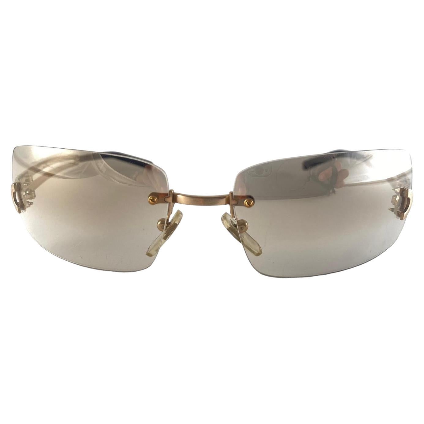 Vintage Dolce & Gabbana DG 4135 Gold Rimless Sunglasses 2000's Y2K For Sale