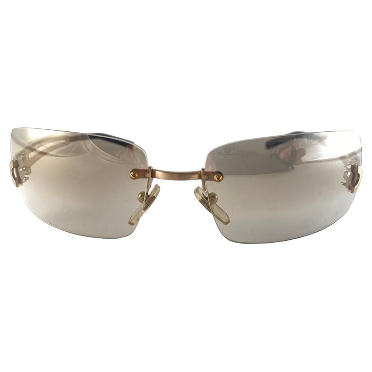 Vintage Dolce and Gabbana DG 4135 Gold Rimless Sunglasses 2000's