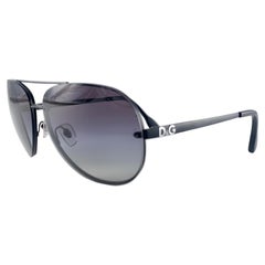 Vintage Dolce & Gabbana DG 6068 Black Aviator Sunglasses 2000's Y2K