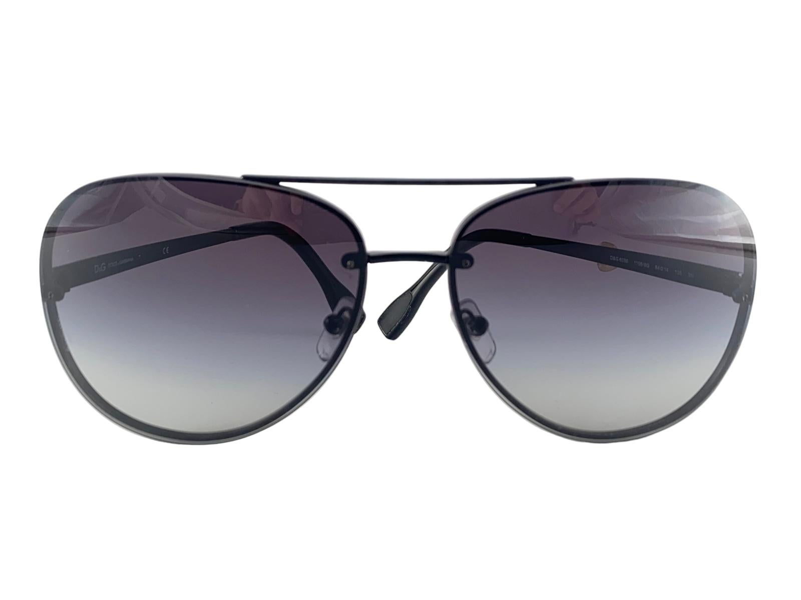 Women's or Men's Vintage Dolce & Gabbana DG 6068 Black Aviator Sunglasses 2000's Y2K