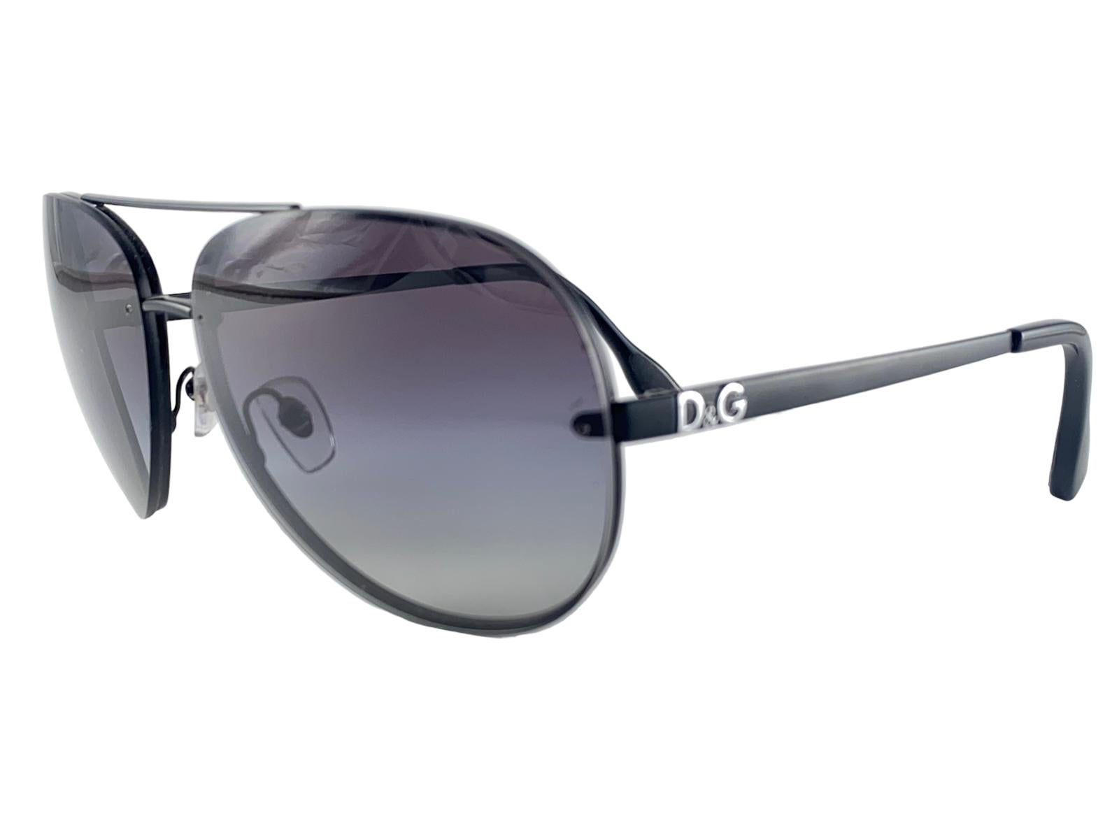 Vintage Dolce & Gabbana DG 6068 Black Aviator Sunglasses 2000's Y2K 2