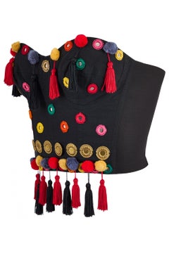Vintage Dolce & Gabbana F/W 1992 Runway Pom Pom Embellished Corset Top