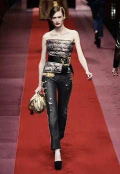 Vintage Dolce & Gabbana Fall 2009 Runway Military-Inspired Embroidered Jeans