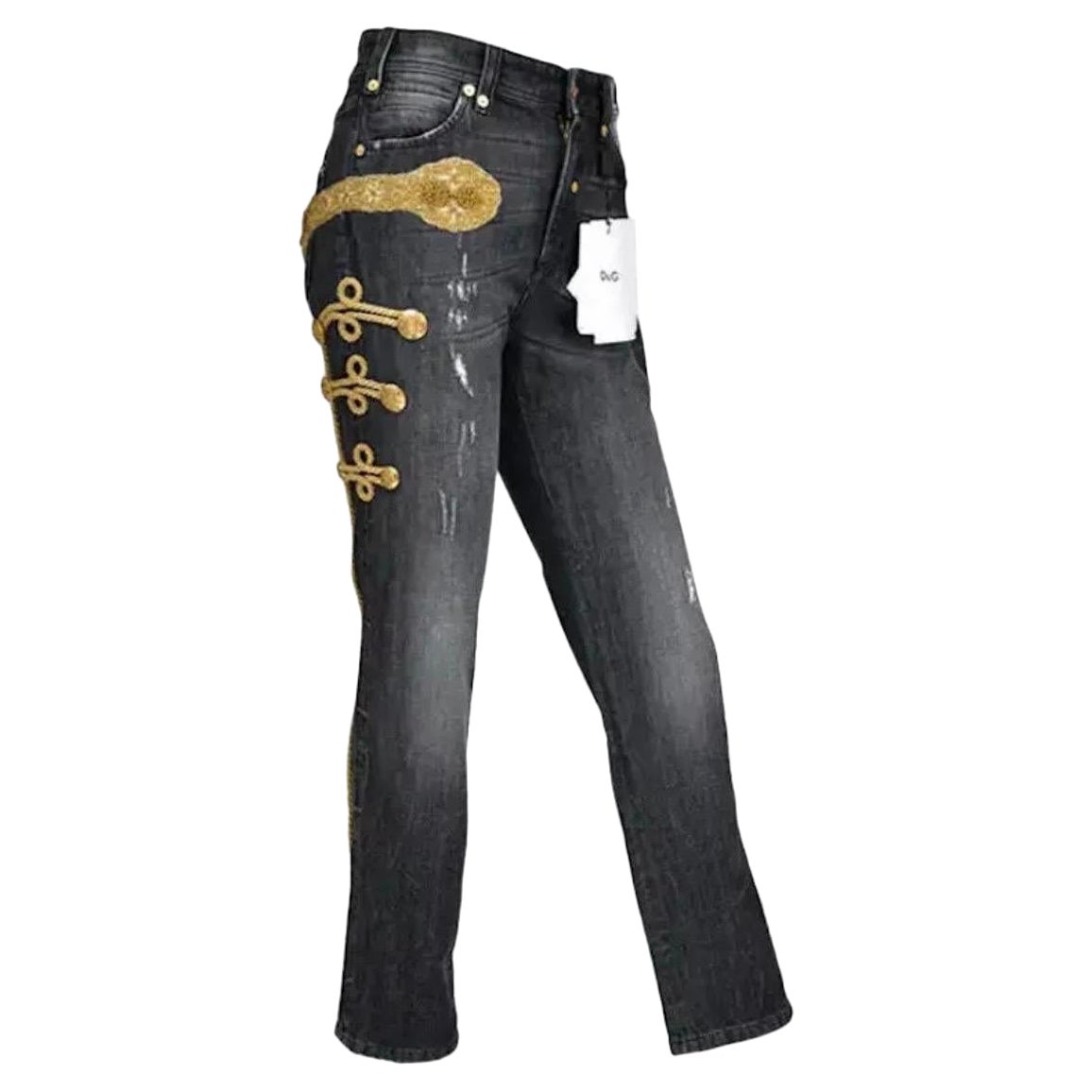Vintage Dolce & Gabbana Autunno 2009 Jeans ricamati ispirati alla moda militare