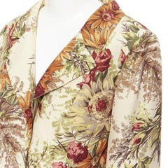 vintage DOLCE GABBANA floral illustration print raw linen jacket skirt suit IT42