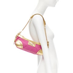 vintage DOLCE GABBANA fuschia pink gold scaled leather underarm shoulder bag