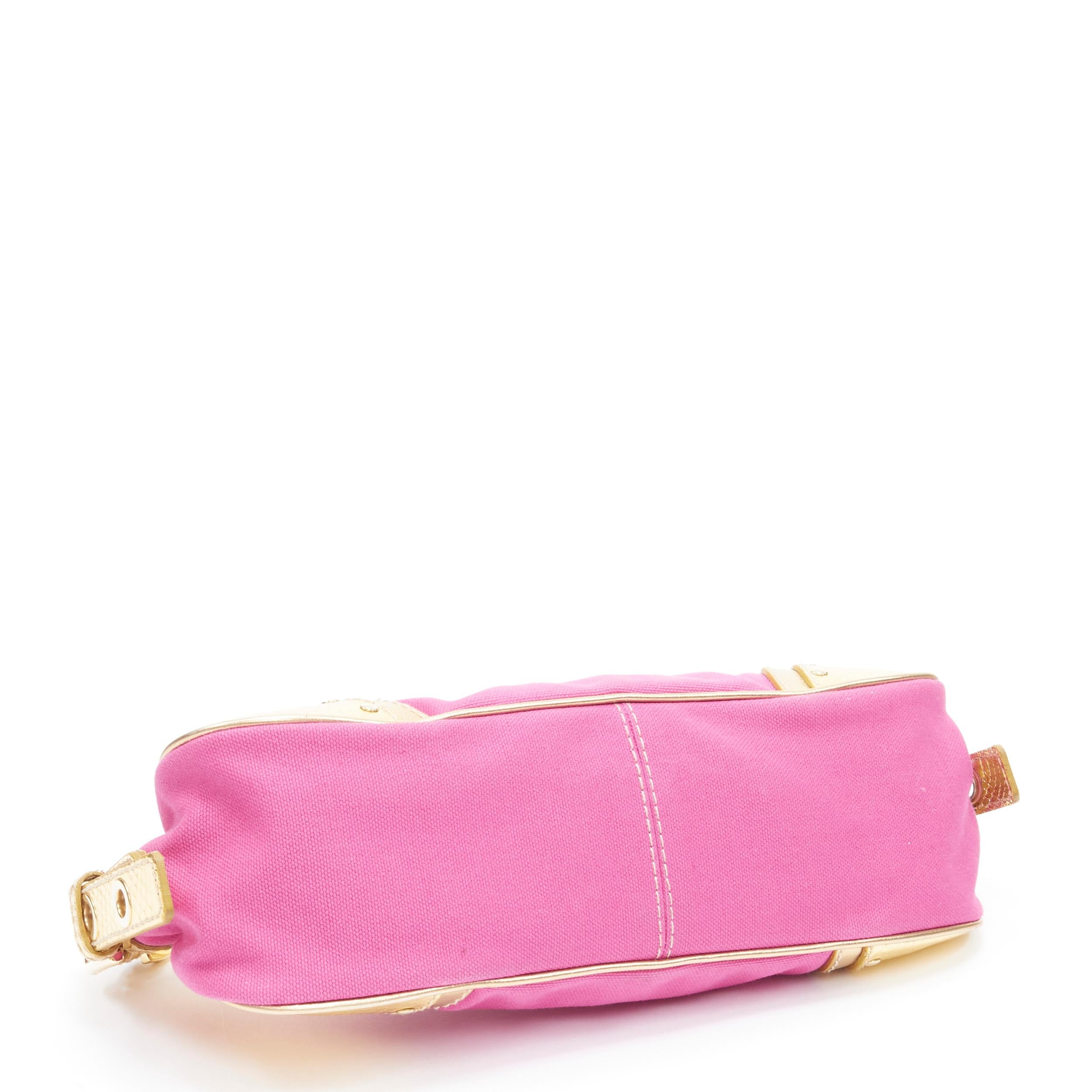 Beige vintage DOLCE GABBANA fuschia pink gold scaled leather underarm shoulder bag