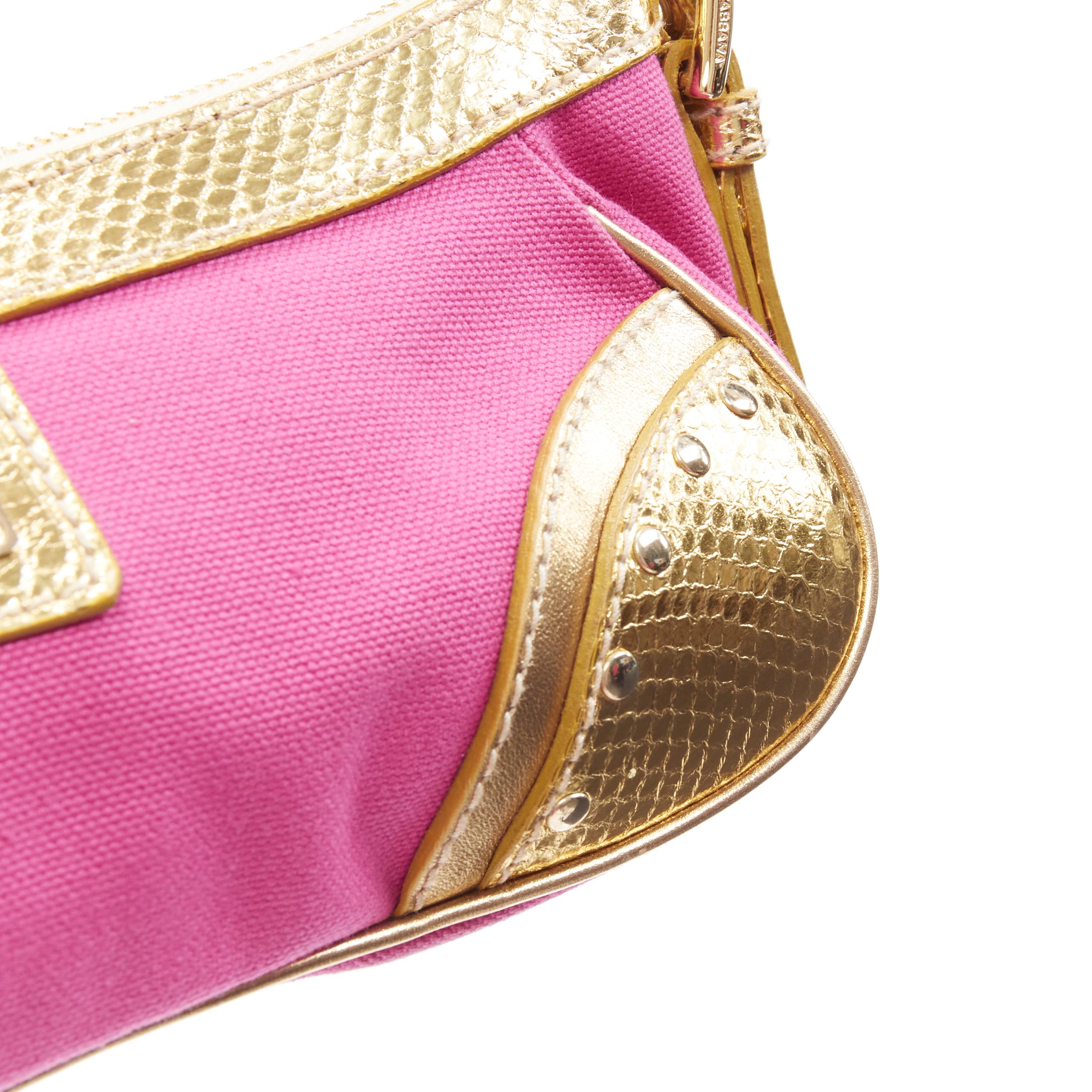 vintage DOLCE GABBANA fuschia pink gold scaled leather underarm shoulder bag 1