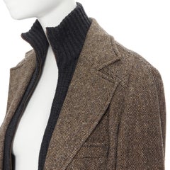 vintage DOLCE GABBANA grey herringbone wool turtleneck layered blazer IT44 M