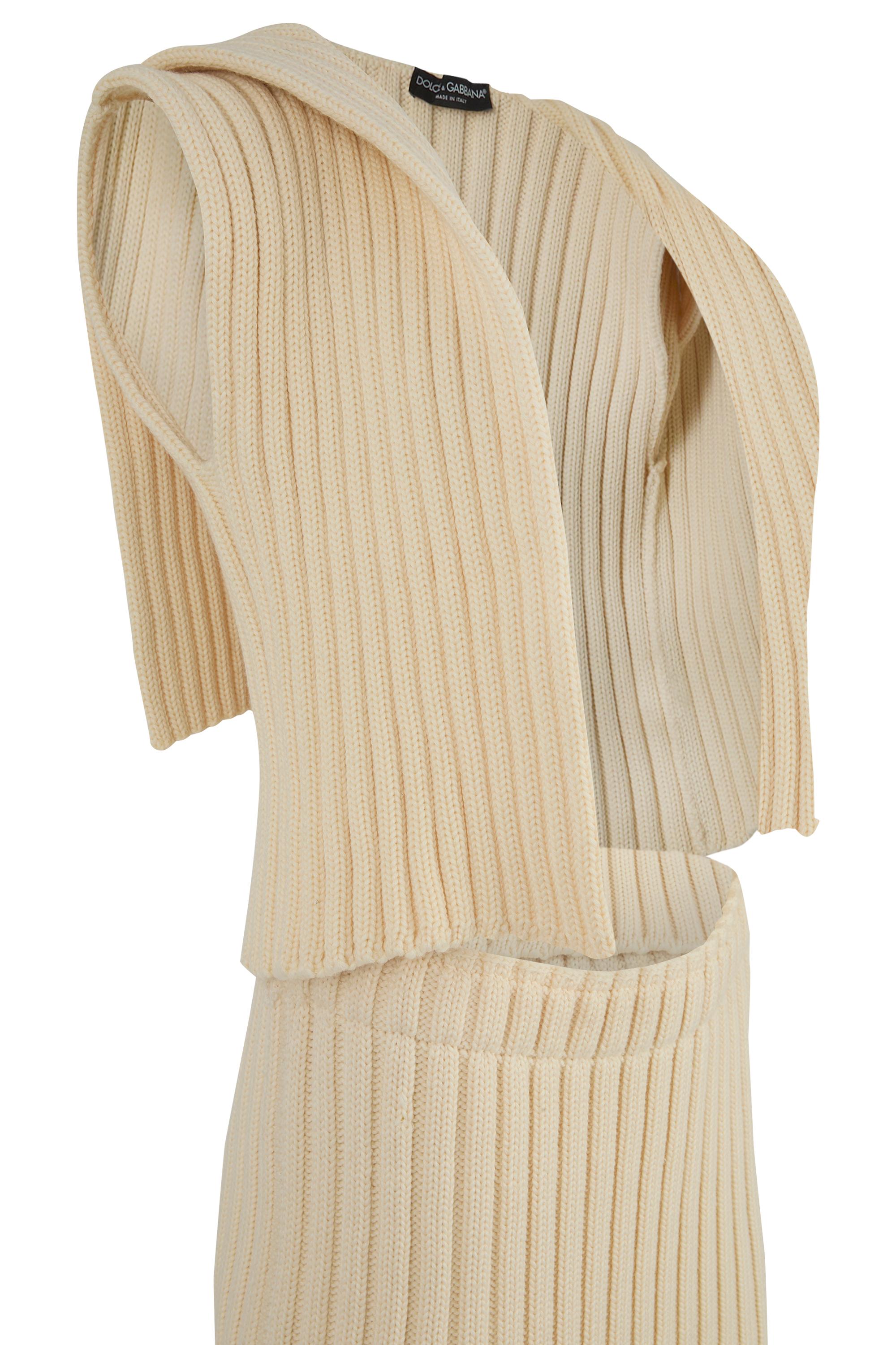 Beige Ensemble en maille Vintage Dolce & Gabbana A/W2002 en vente