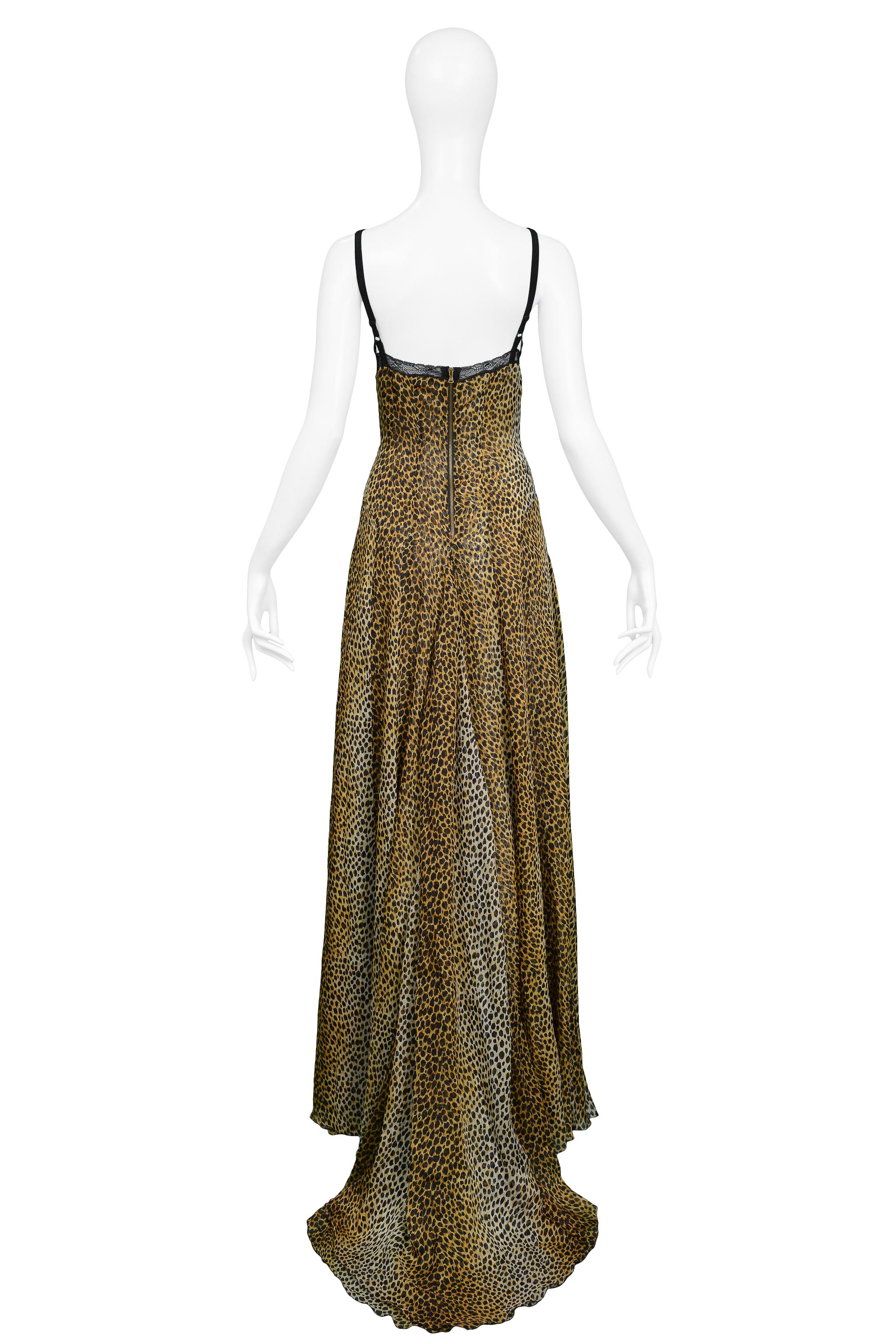Vintage Dolce & Gabbana Leopard Gown with Train In Excellent Condition In Los Angeles, CA
