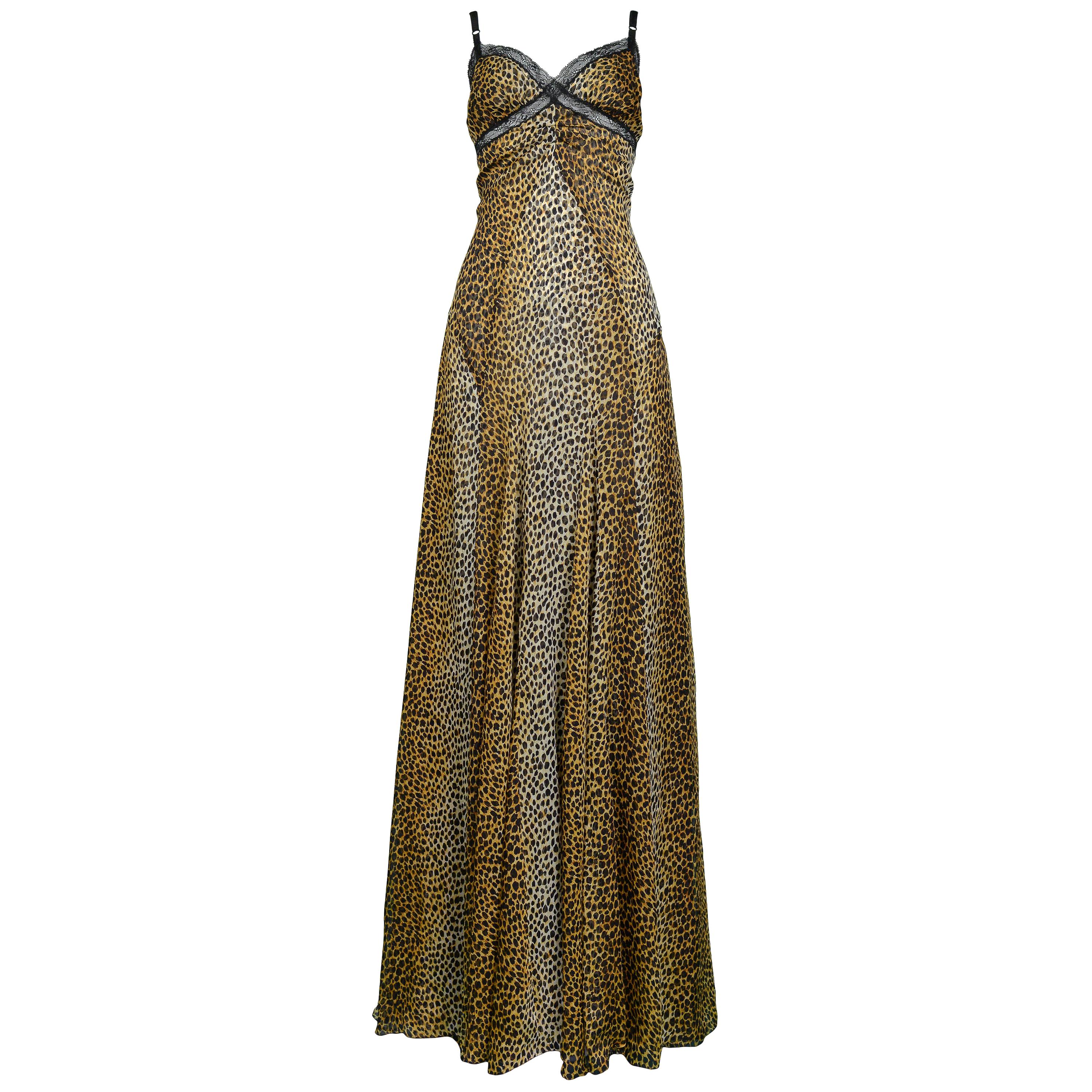Vintage Dolce 
Gabbana Leopard Gown with Train