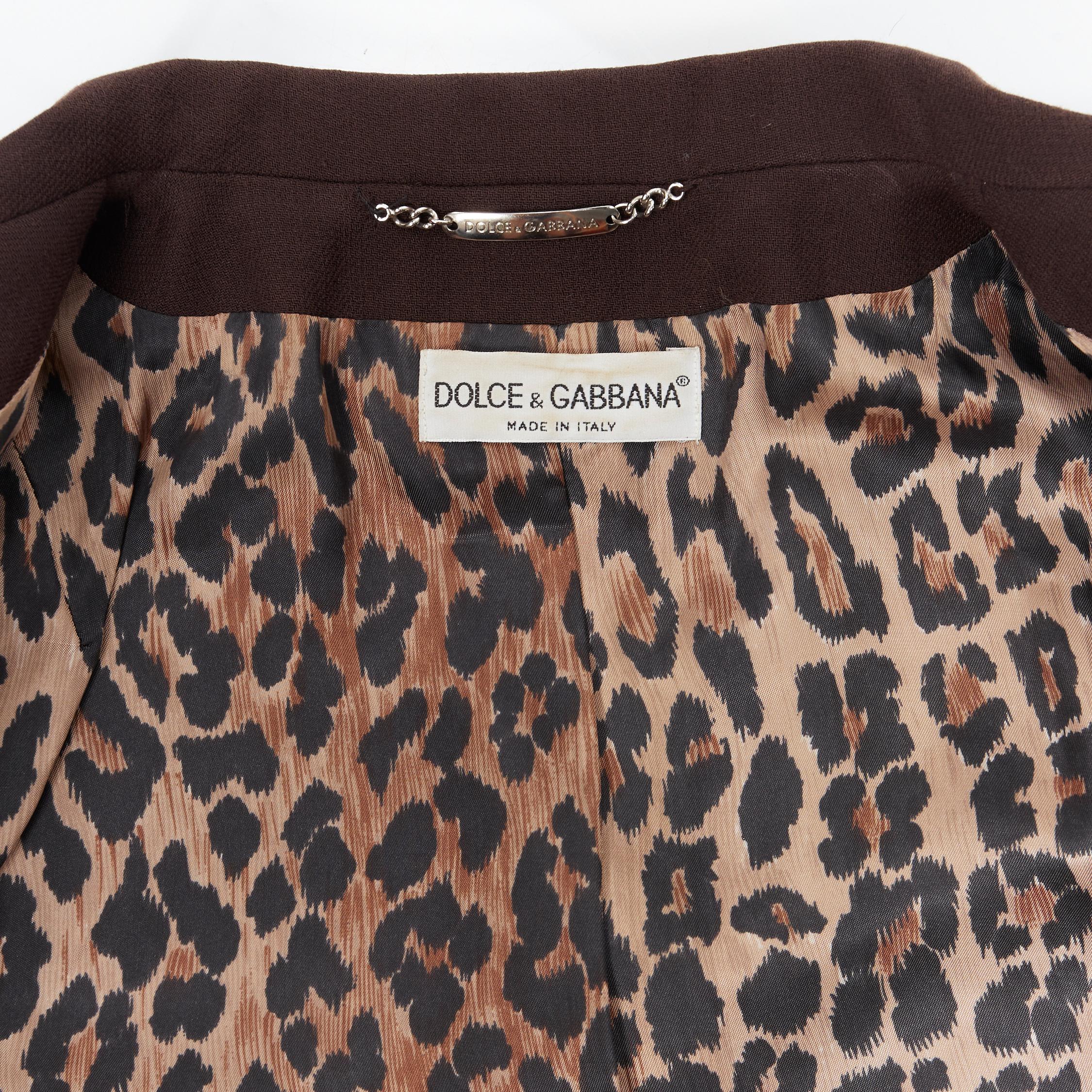 vintage DOLCE GABBANA leopard lined double breasted contour blazer skirt  S 5