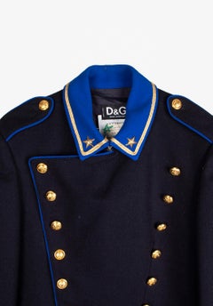 Vintage-Herrenmantel von Dolce Gabbana, kurz, im Military-Stil, Laufstegmodell, Größe IT48/M, AR077