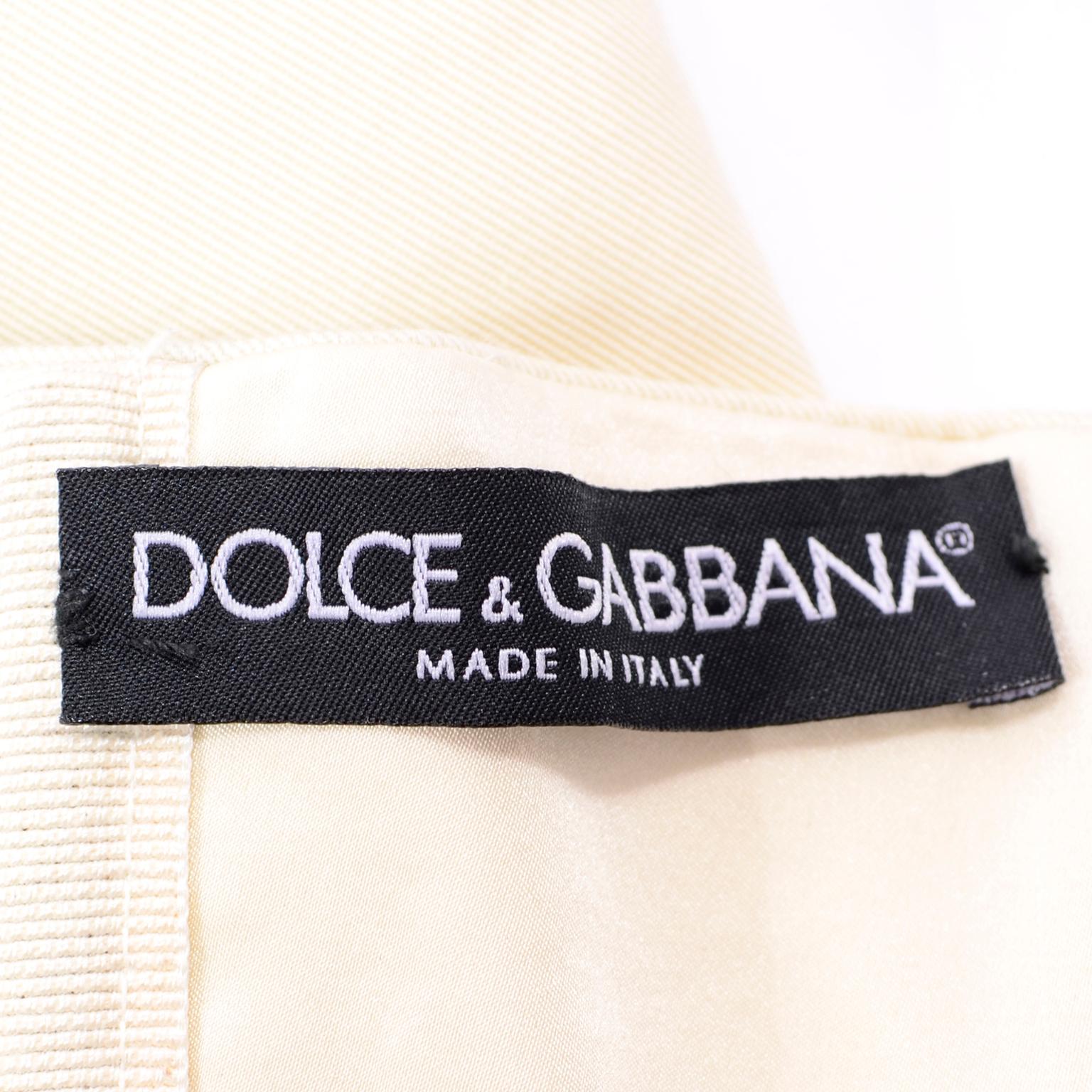 Vintage Dolce & Gabbana Peek A Boo Corset Black Lace Cream Cotton Dress 5