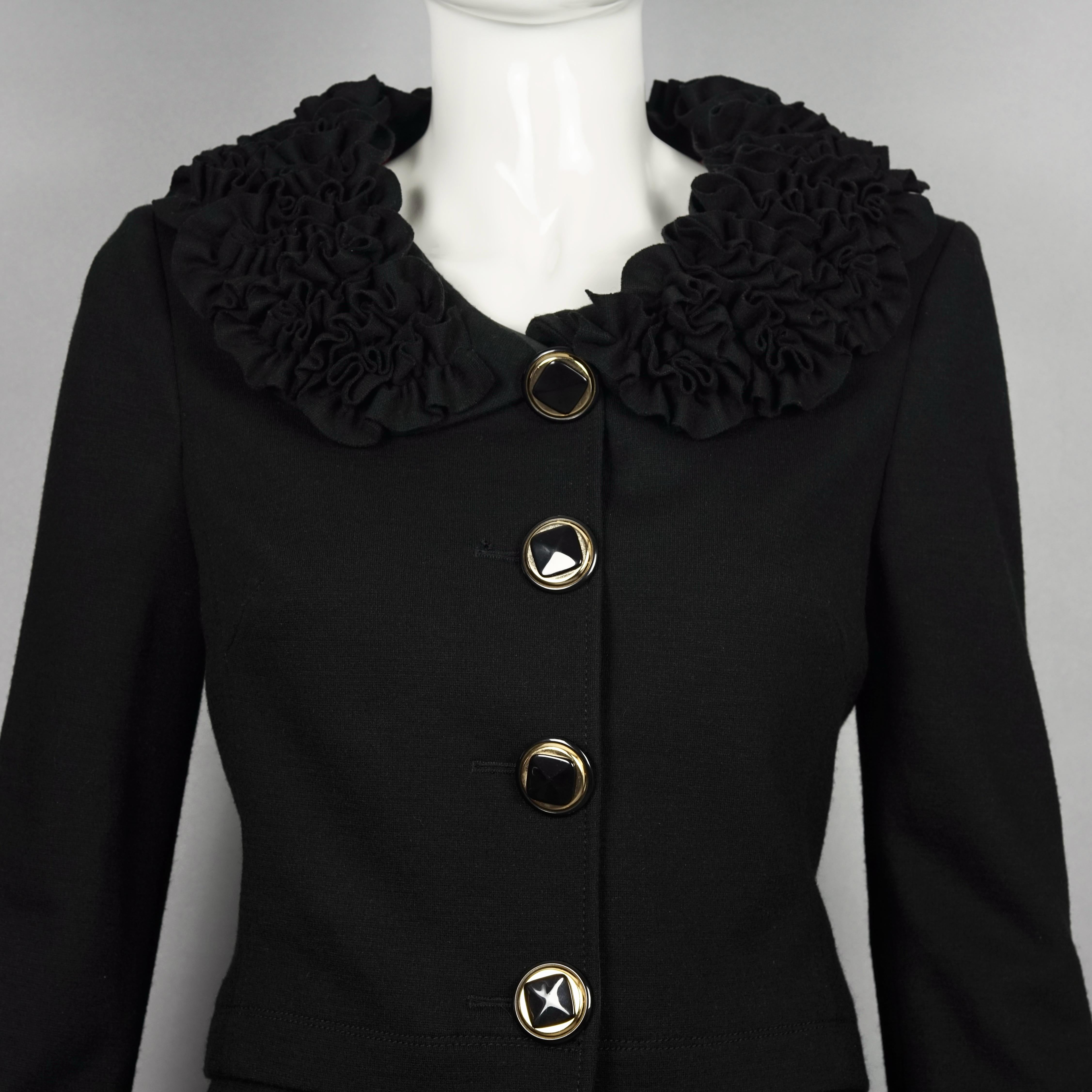 Black Vintage DOLCE & GABBANA Ruffles Jacket Skirt Suit Ensemble For Sale