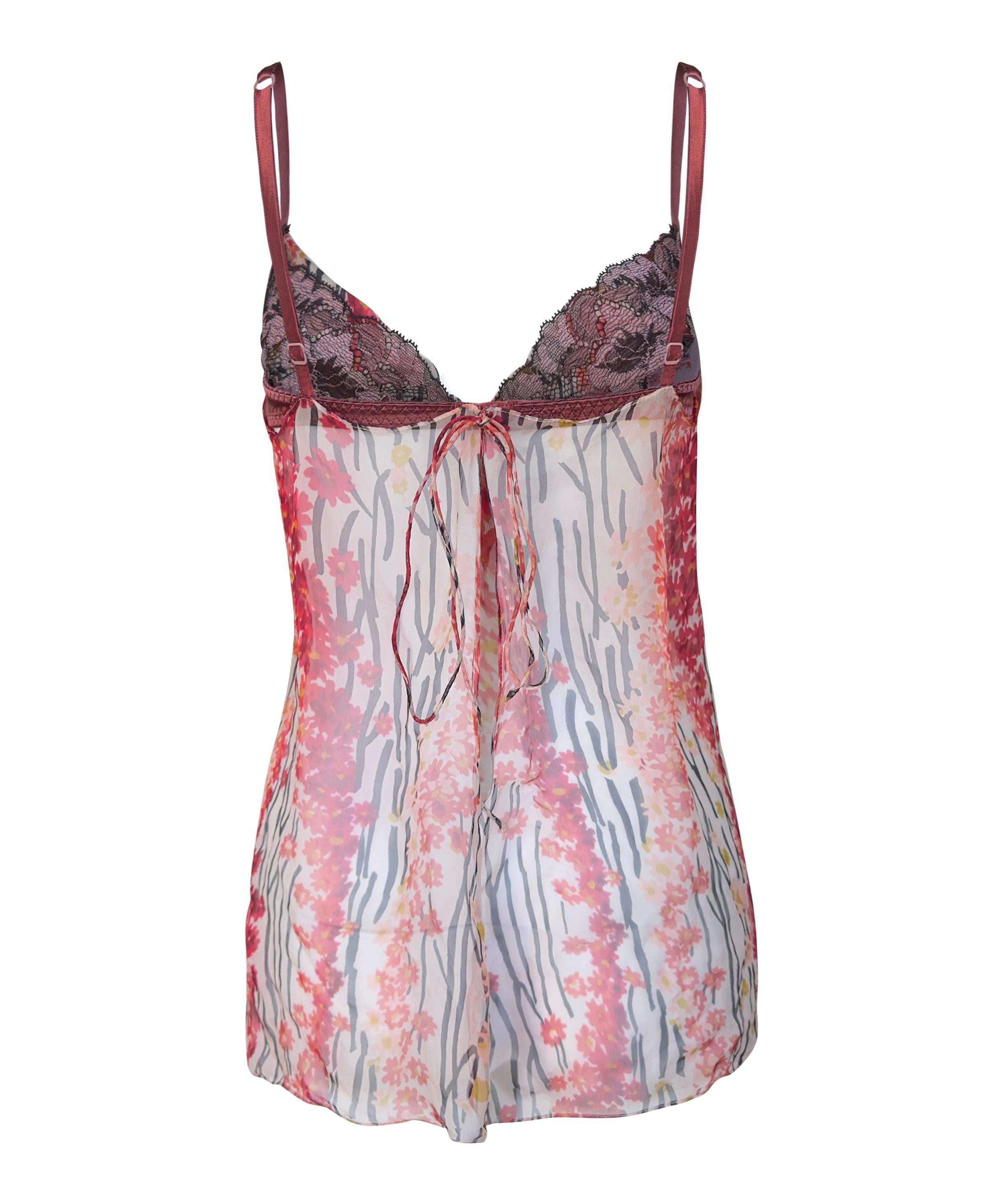 Vintage Dolce & Gabbana runway SS 2004 floral silk cami top In Excellent Condition For Sale In London, GB