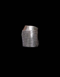 Rare Dolce & Gabbana Silver Metallic Leather Chainmail Chain Link Mini Skirt