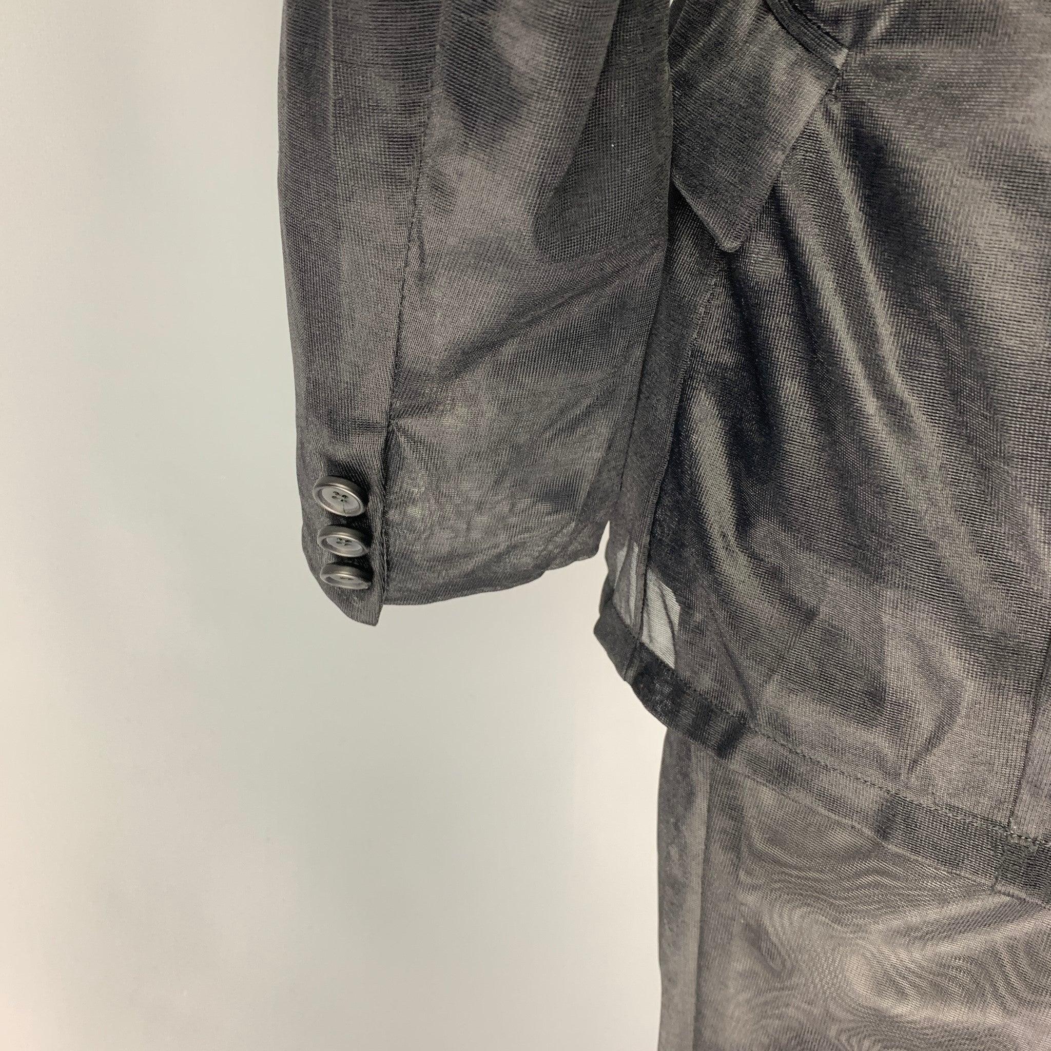 Men's Vintage DOLCE & GABBANA Size 42 Black See-Through Polyamide Peak Lapel Suit For Sale