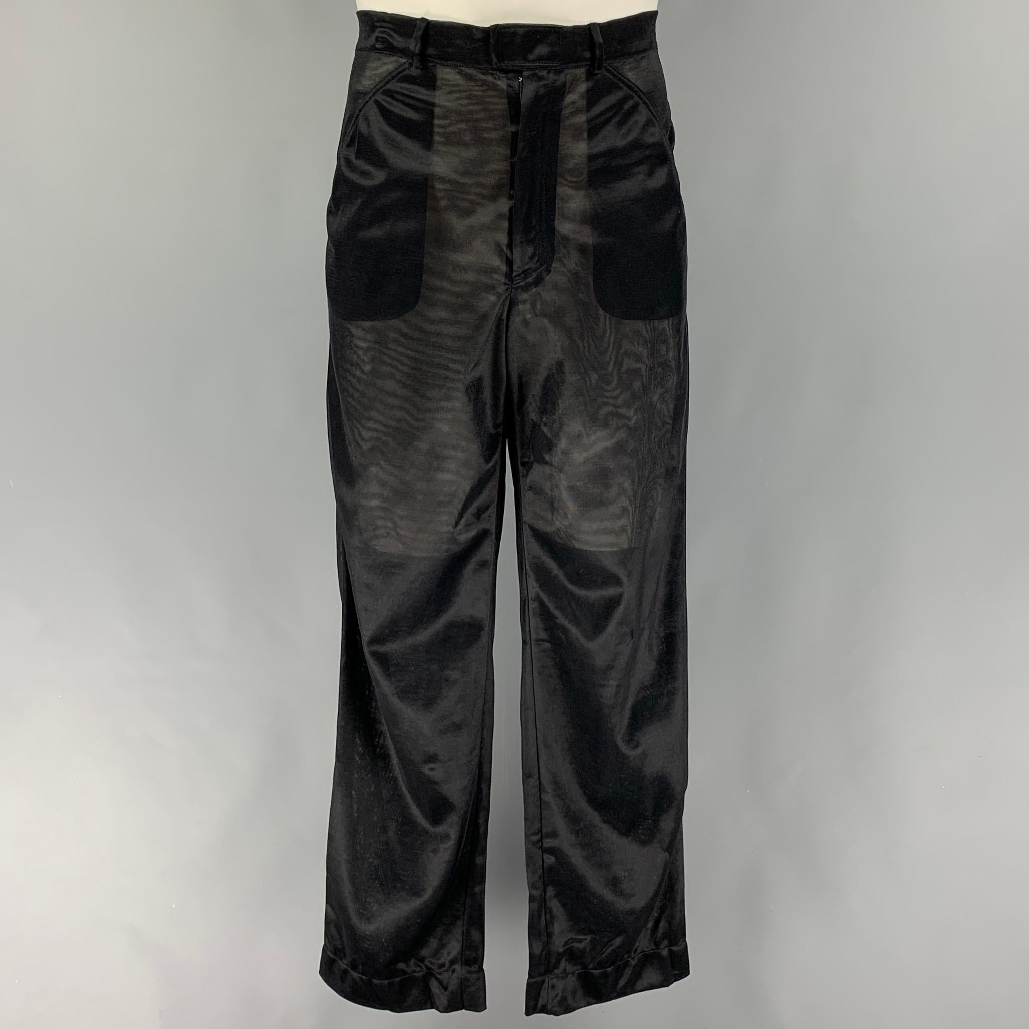 Men's Vintage DOLCE & GABBANA Size 42 Black See-Through Polyamide Peak Lapel Suit