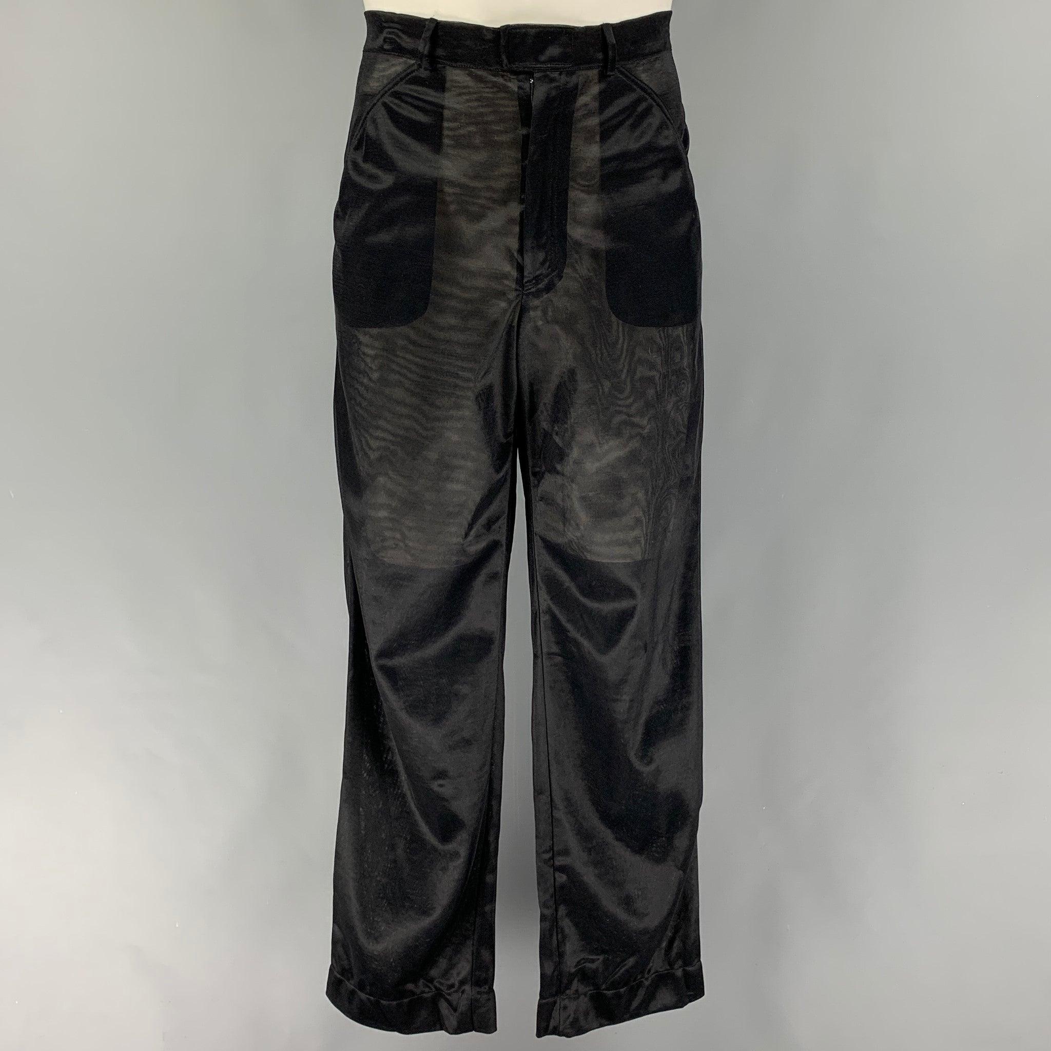 Vintage DOLCE & GABBANA Size 42 Black See-Through Polyamide Peak Lapel Suit For Sale 1