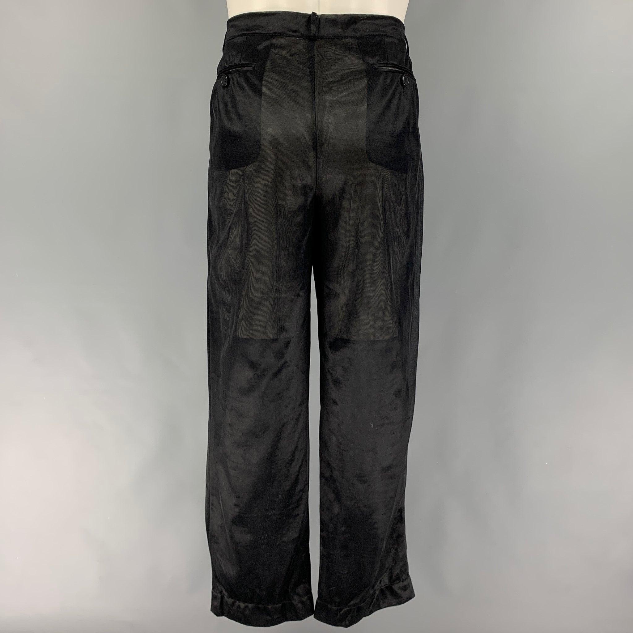 Vintage DOLCE & GABBANA Size 42 Black See-Through Polyamide Peak Lapel Suit For Sale 2