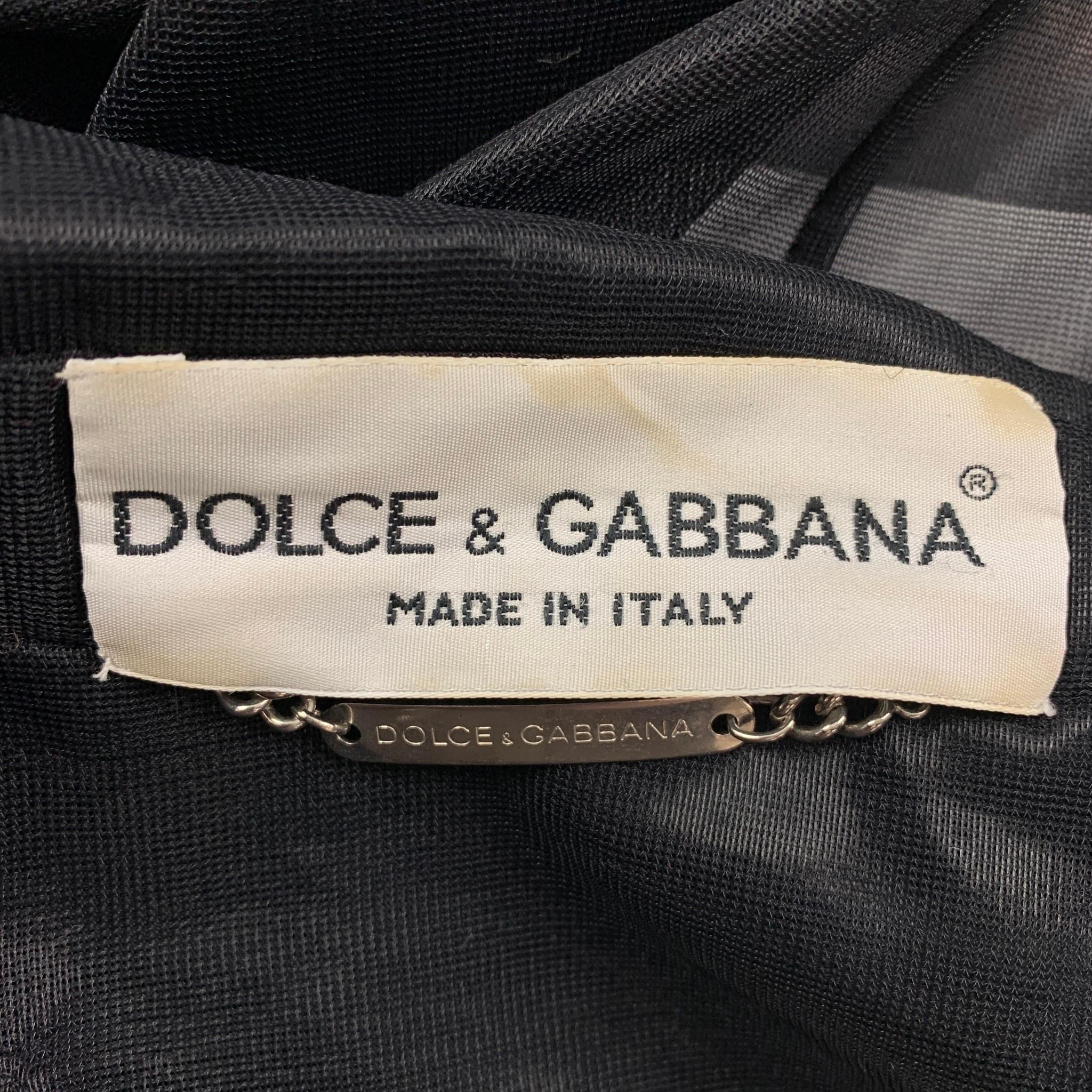 Vintage DOLCE & GABBANA Size 42 Black See-Through Polyamide Peak Lapel Suit 2
