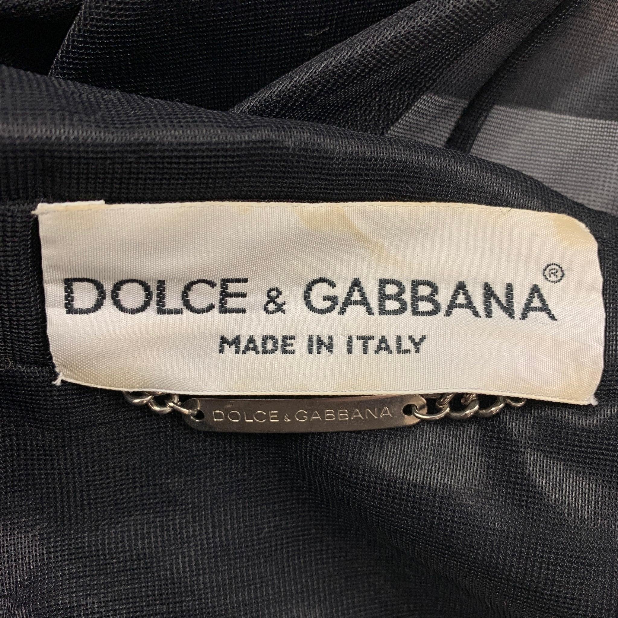 DOLCE & GABBANA - Costume vintage noir à revers croisé en polyamide, taille 42 en vente 3
