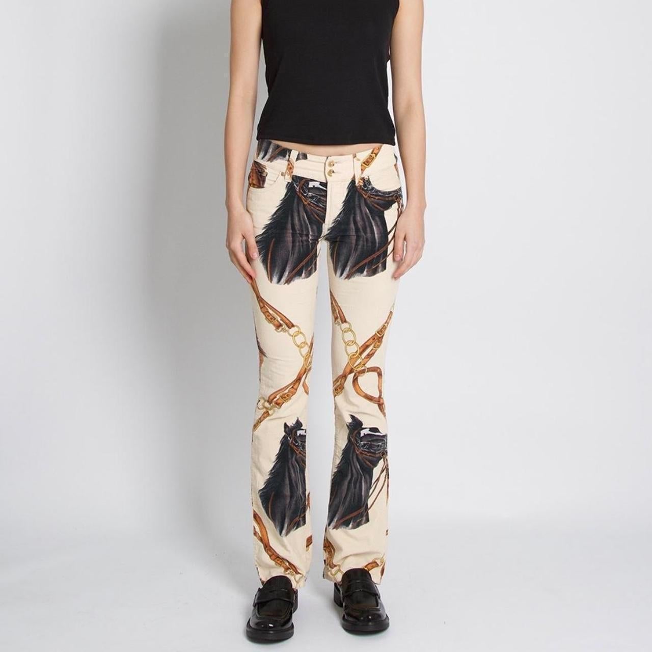 Vintage Dolce & Gabbana Trousers  Equestrian Horse Print Design For Sale 3