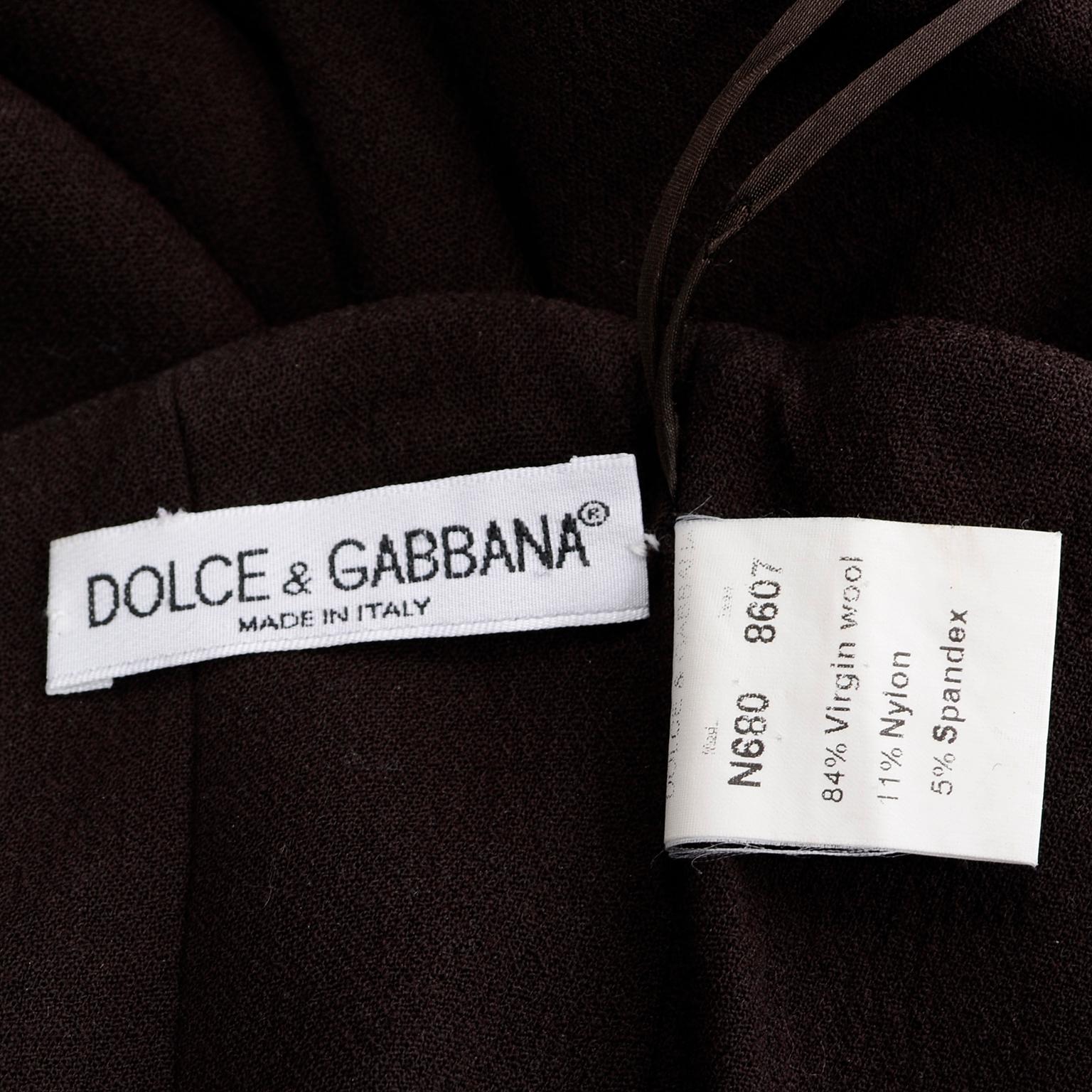 Vintage Dolce & Gabbana Ultra High Corset Waist Brown Wool Trousers Pants 5
