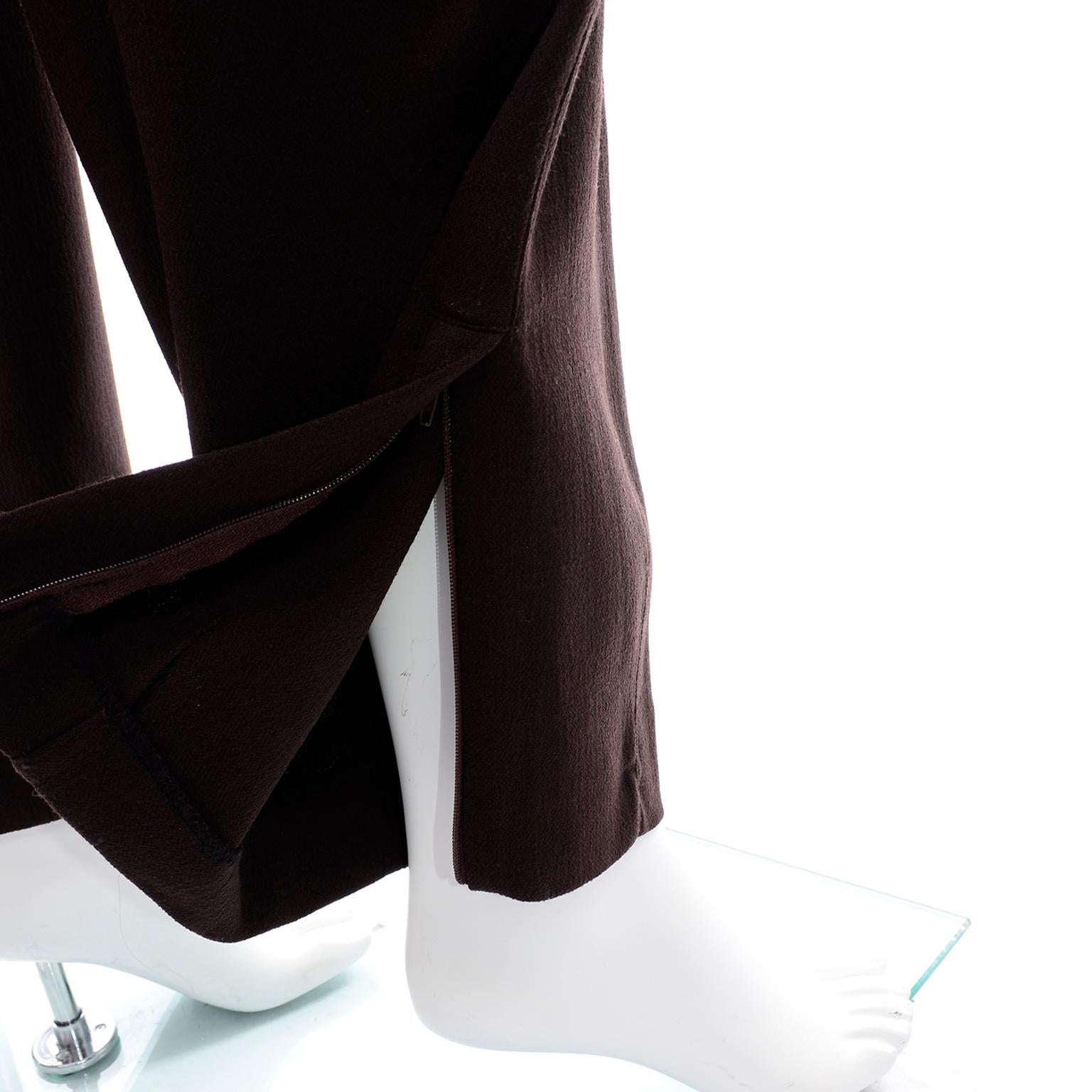 Vintage Dolce & Gabbana Ultra High Corset Waist Brown Wool Trousers Pants 3