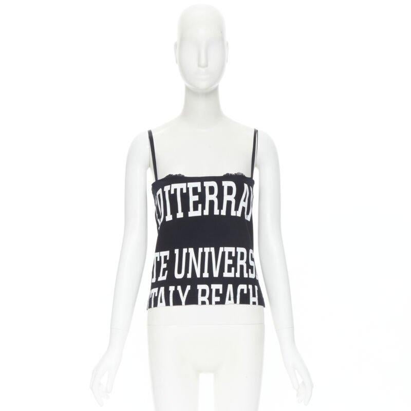 vintage DOLCE GABBANA University Icon black white lace bra tank top IT40 S 5