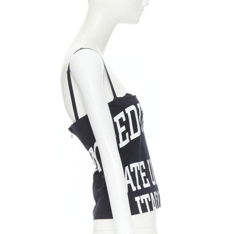 Gray vintage DOLCE GABBANA University Icon black white lace bra tank top IT40 S