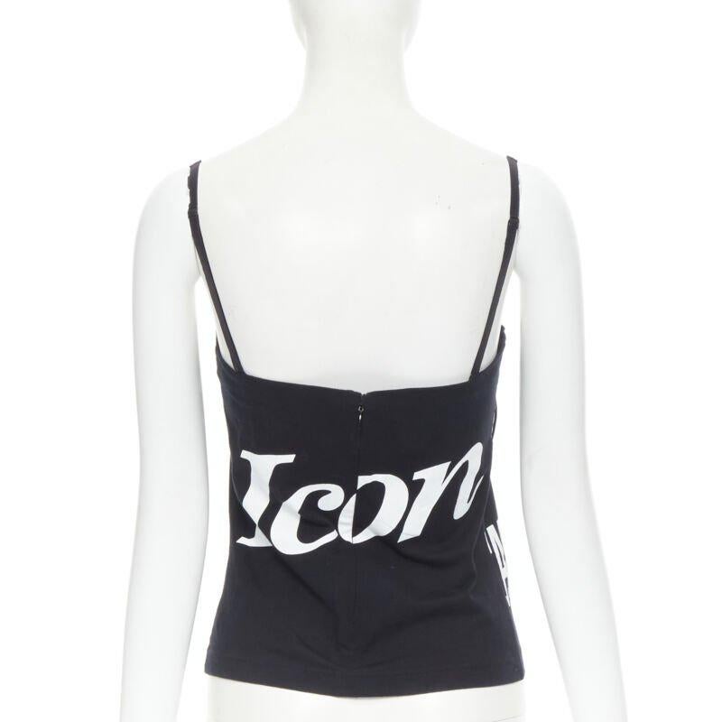 Women's vintage DOLCE GABBANA University Icon black white lace bra tank top IT40 S