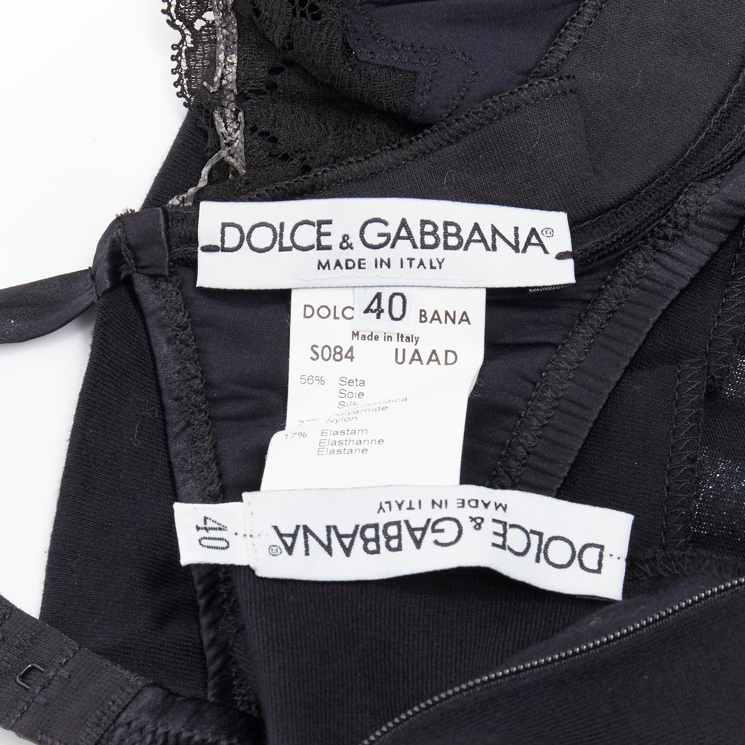 vintage DOLCE GABBANA University Icon black white lace bra tank top IT40 S For Sale 1