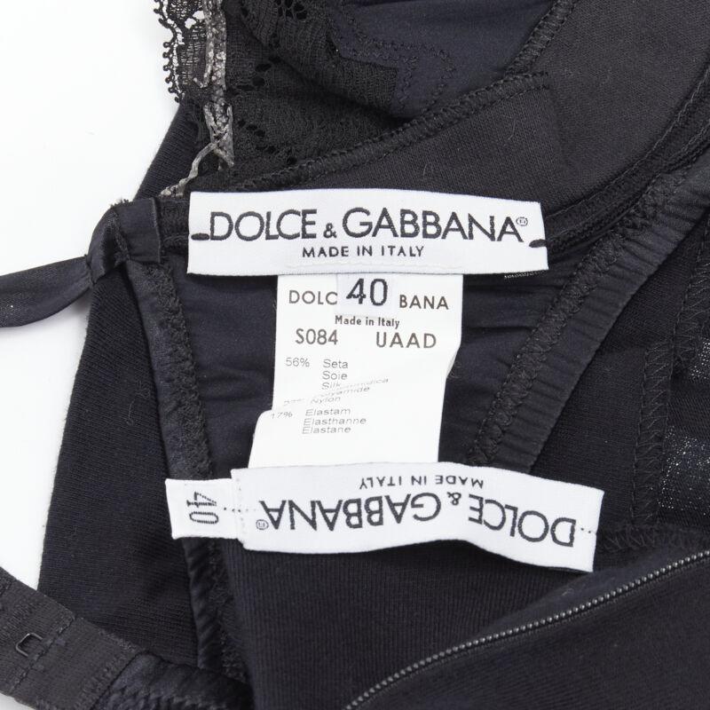 vintage DOLCE GABBANA University Icon black white lace bra tank top IT40 S 4