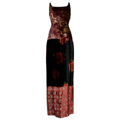 Retro Dolce & Gabbana Velvet Floral Patchwork Gown