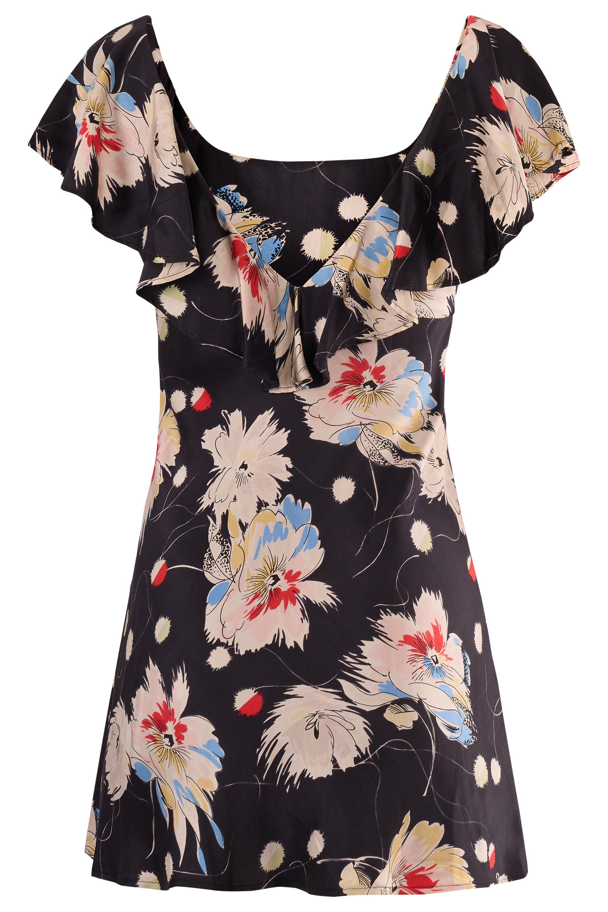 Black Vintage Dolce&Gabbana 1995 Runway Silk Floral Dress For Sale