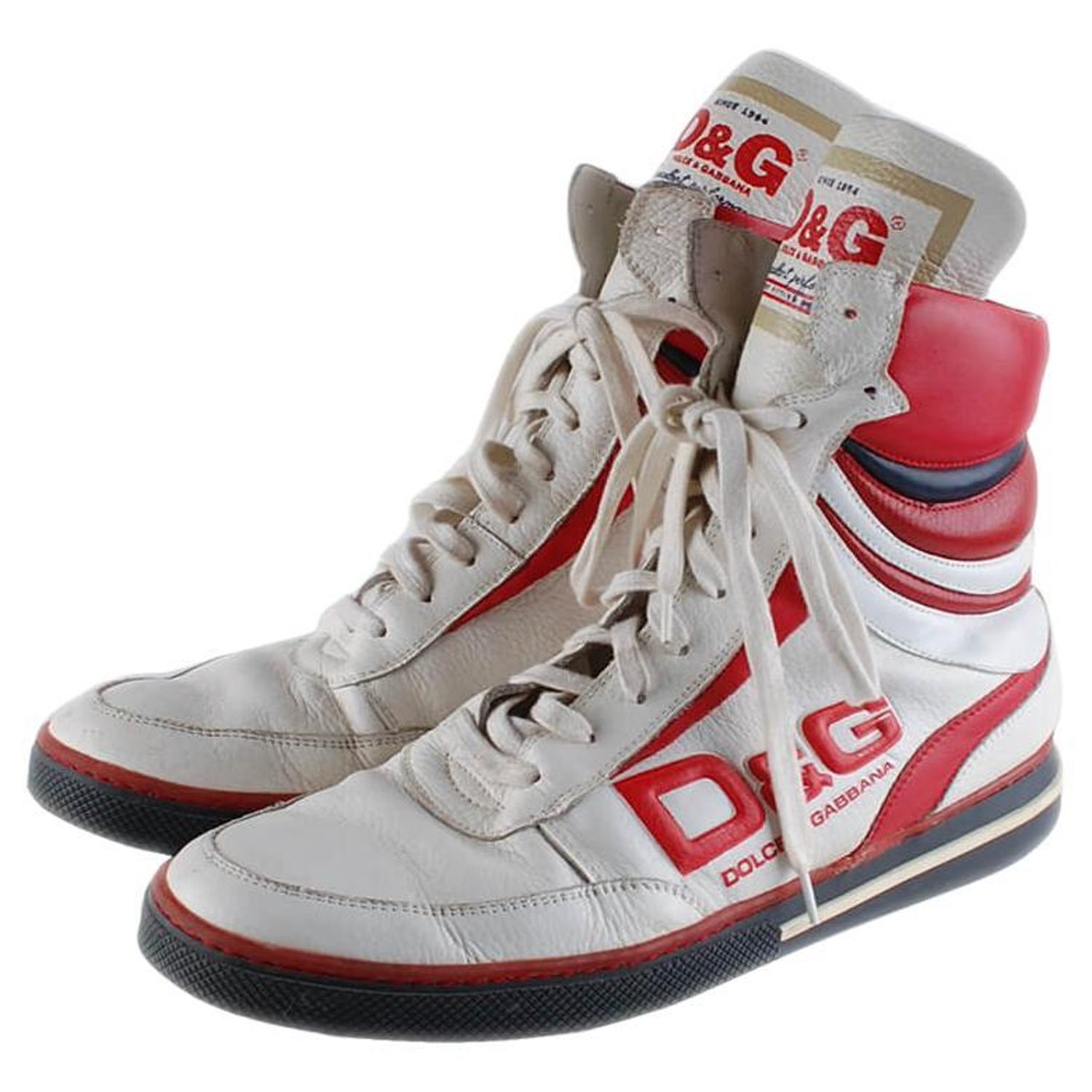 Vintage Dolce&Gabbana D&G Hi-Top Sneakers Leather Men Shoes Size 44EUR,  USA10 For Sale at 1stDibs