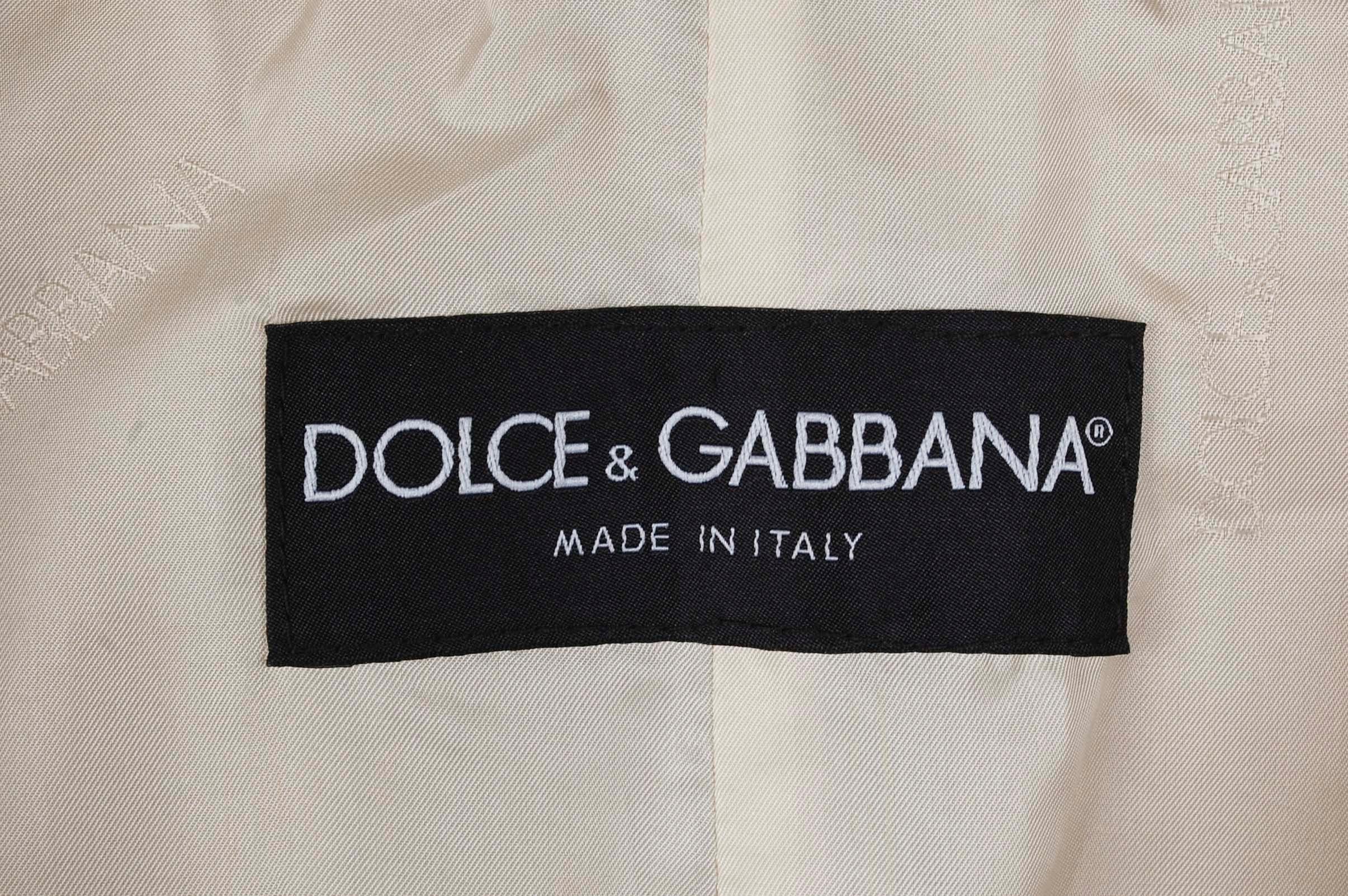 Beige Vintage Dolce&Gabbana Mainline Men Biker Leather Jacket Size 46IT(M/L), S014 For Sale