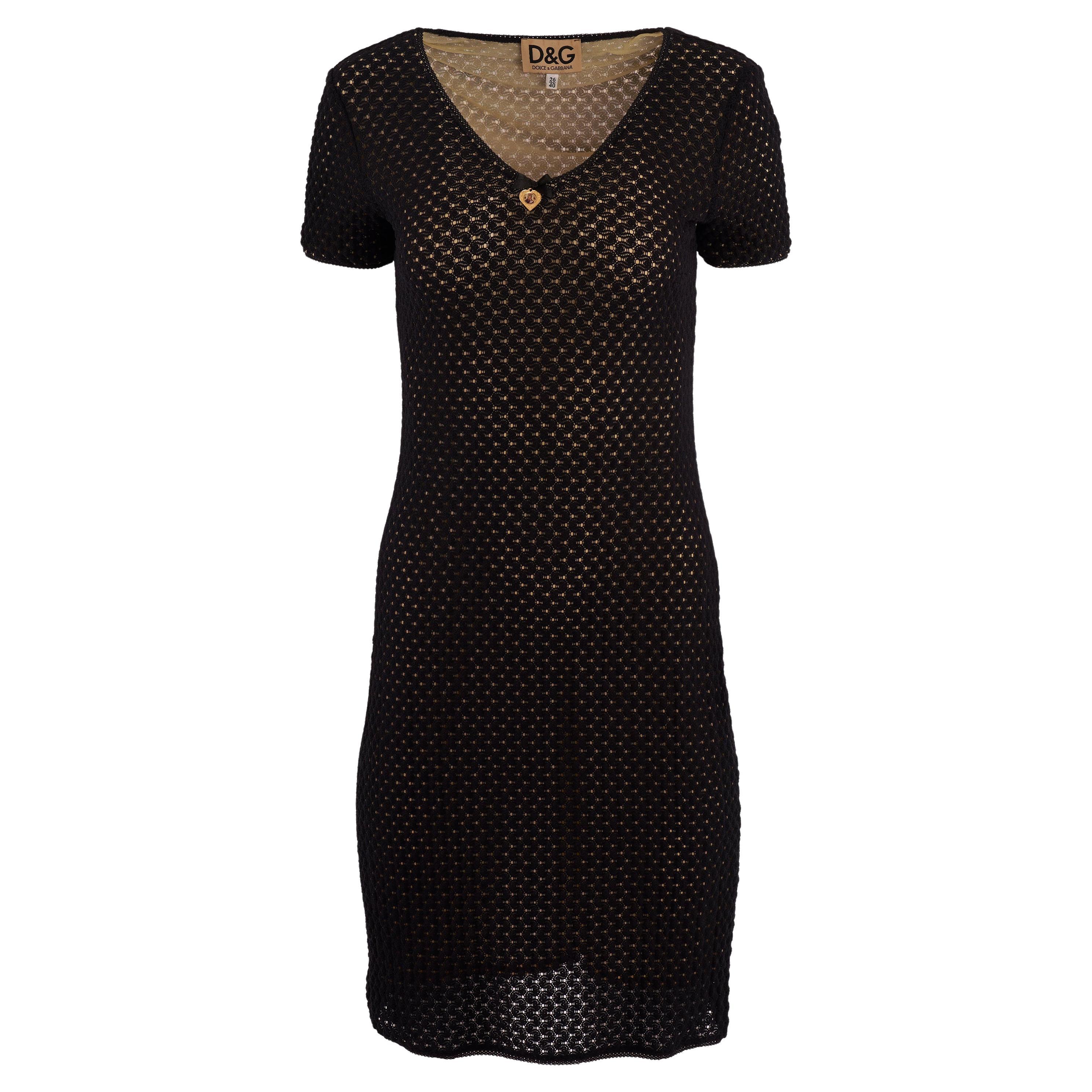 Vintage Dolce&Gabbana Virgin Mary Knit Black Dress