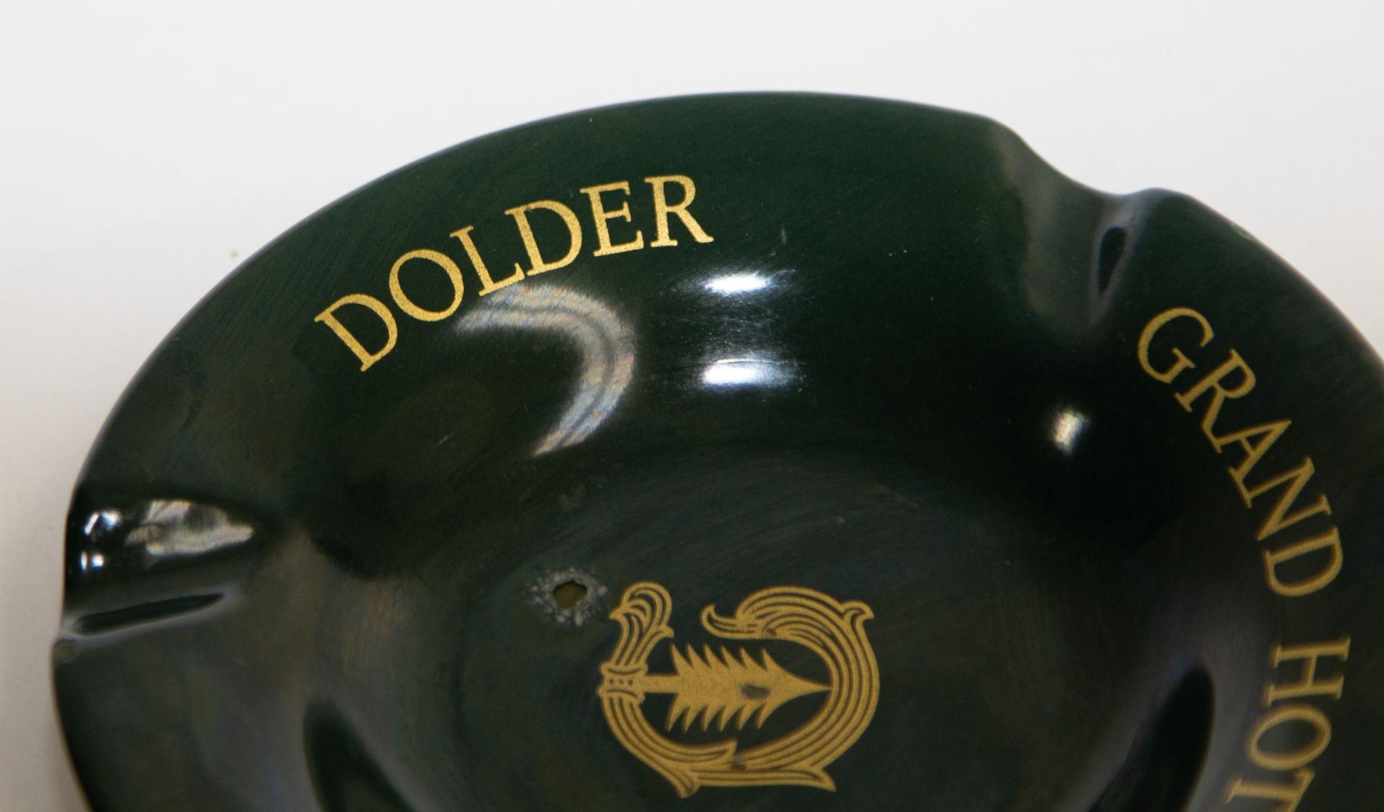 Dolder Grand Hotel Zurich, Switzerland ashtray in dark forest green.
Ashtray measures 5.5