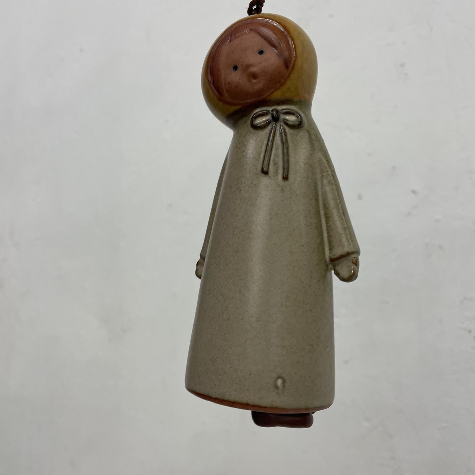 1960s Scandinavian Hanging Doll Bell Hand Crafted Art Pottery For Sale 1