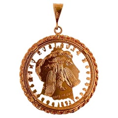 Vintage Dollar Coin Rose Gold Vermeil Sterling Silver Charm Medallion Pendant